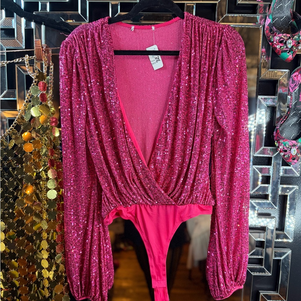 Sparkling Pink Sequin Bodysuit